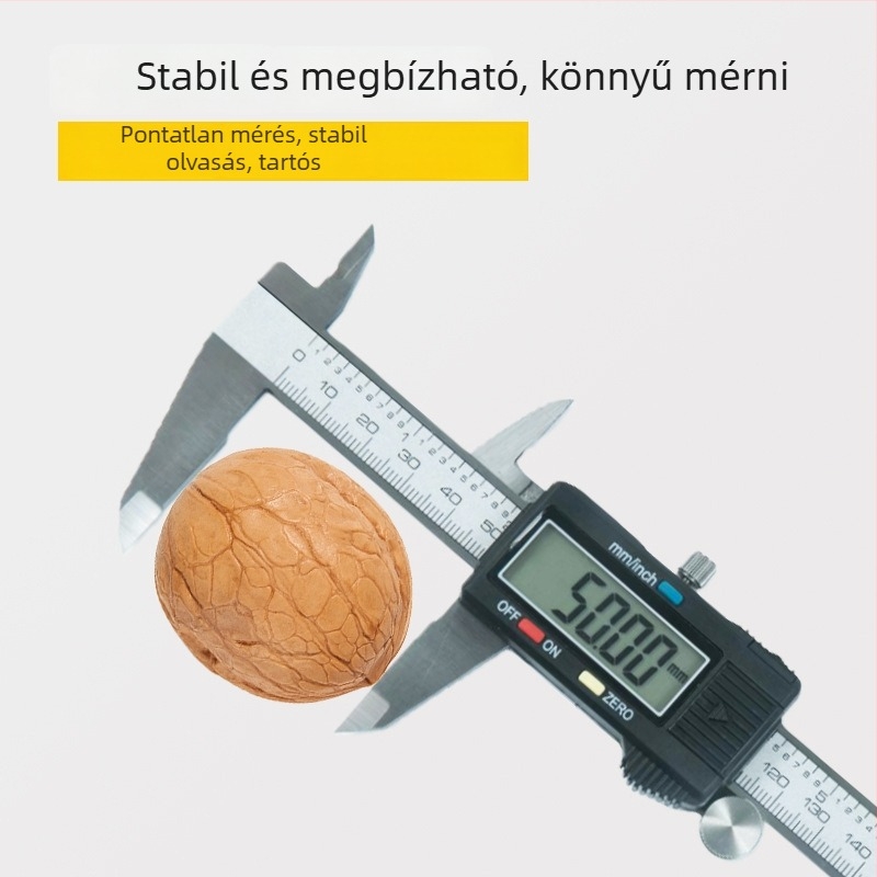 Rozsdamentes acélból készült digitális tolómérő, digitális kijelzővel, ipari precízió
