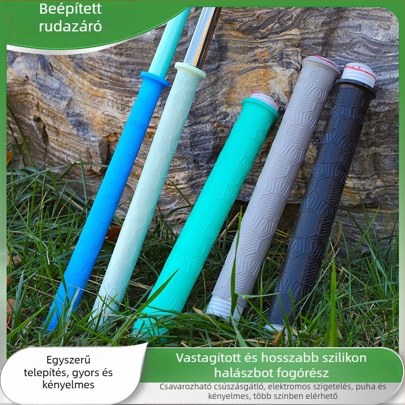 Szilikon fogantyú burkolat horgászbothoz — vastagított, puha, kopásálló, csúszásmentes, stopperrel