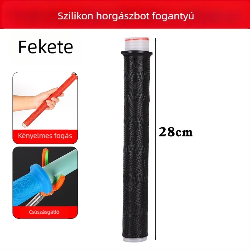 Szilikon fogantyú burkolat horgászbothoz — vastagított, puha, kopásálló, csúszásmentes, stopperrel