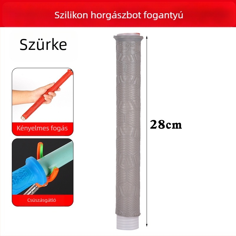 Szilikon fogantyú burkolat horgászbothoz — vastagított, puha, kopásálló, csúszásmentes, stopperrel