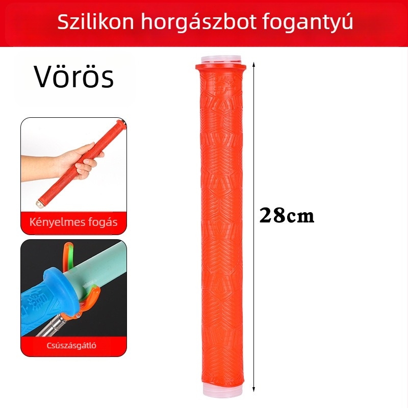 Szilikon fogantyú burkolat horgászbothoz — vastagított, puha, kopásálló, csúszásmentes, stopperrel
