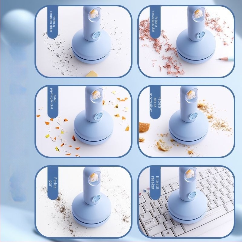 Hordozható kézi asztali porszívó billentyűzet tisztításához, síkfej, porgyűjtőedény, 2000 Pa-ig terjedő szívás, alacsony zajszint 36 dB alatt, DC-üzem (beépített akkumulátor nélkül)