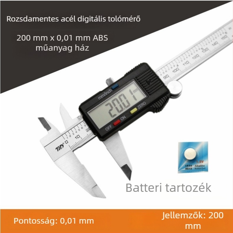 Digitális tolómérő jáde ékszerekhez - nagy pontosságú, elektronikus kijelző, mérési tartomány 0-150-200 mm, Tin hua da