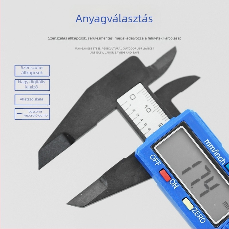 Danmi Digitális Tolómérő Háttérvilágítású Kijelzővel, Rozsdamentes Acél Burkolat