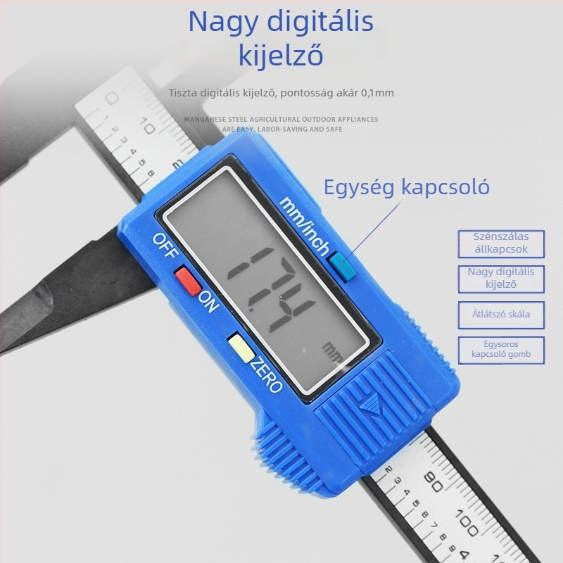 Danmi Digitális Tolómérő Háttérvilágítású Kijelzővel, Rozsdamentes Acél Burkolat