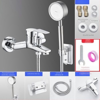 Meleg- és hideg víz keverőcsap zuhanyzáshoz, rozsdamentes acél, dupla kivitel, állandó hőmérsékletű szelep, modern stílus, Yuhong márka