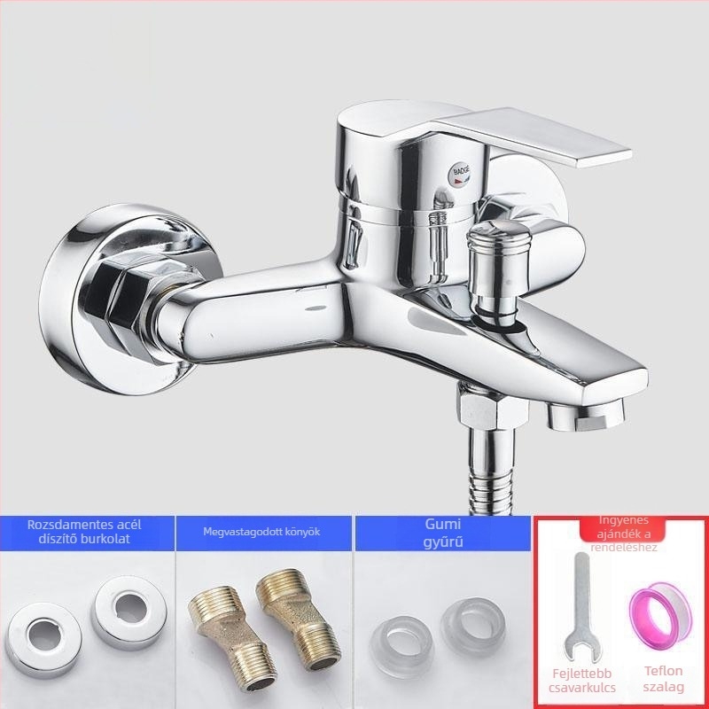 Meleg- és hideg víz keverőcsap zuhanyzáshoz, rozsdamentes acél, dupla kivitel, állandó hőmérsékletű szelep, modern stílus, Yuhong márka