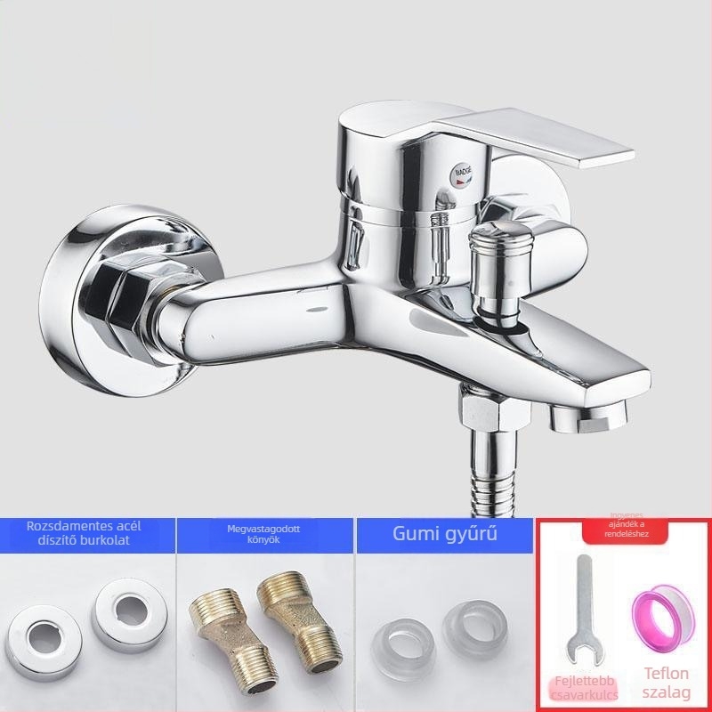 Meleg- és hideg víz keverőcsap zuhanyzáshoz, rozsdamentes acél, dupla kivitel, állandó hőmérsékletű szelep, modern stílus, Yuhong márka