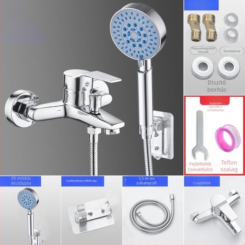 Meleg- és hideg víz keverőcsap zuhanyzáshoz, rozsdamentes acél, dupla kivitel, állandó hőmérsékletű szelep, modern stílus, Yuhong márka