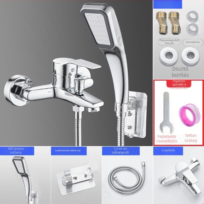 Meleg- és hideg víz keverőcsap zuhanyzáshoz, rozsdamentes acél, dupla kivitel, állandó hőmérsékletű szelep, modern stílus, Yuhong márka