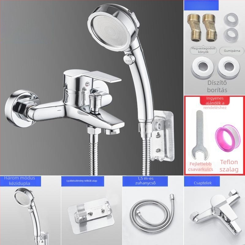 Meleg- és hideg víz keverőcsap zuhanyzáshoz, rozsdamentes acél, dupla kivitel, állandó hőmérsékletű szelep, modern stílus, Yuhong márka