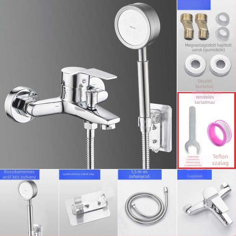 Meleg- és hideg víz keverőcsap zuhanyzáshoz, rozsdamentes acél, dupla kivitel, állandó hőmérsékletű szelep, modern stílus, Yuhong márka