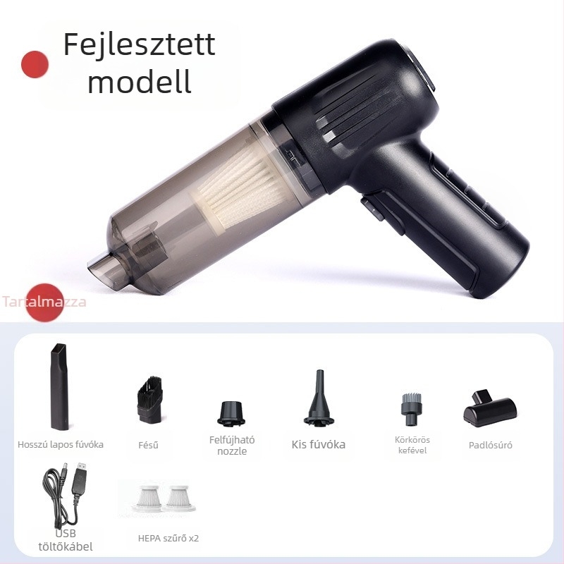 Kézi autós porszívó – 7.4V, 65W, 4500Pa, újratölthető