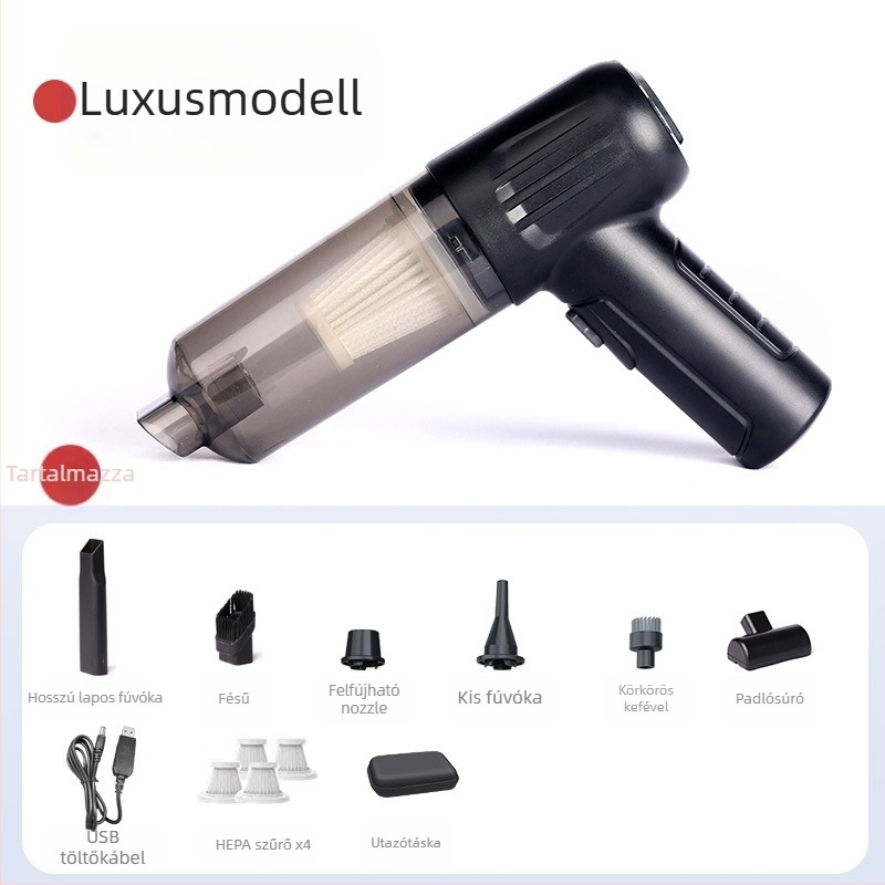 Kézi autós porszívó – 7.4V, 65W, 4500Pa, újratölthető