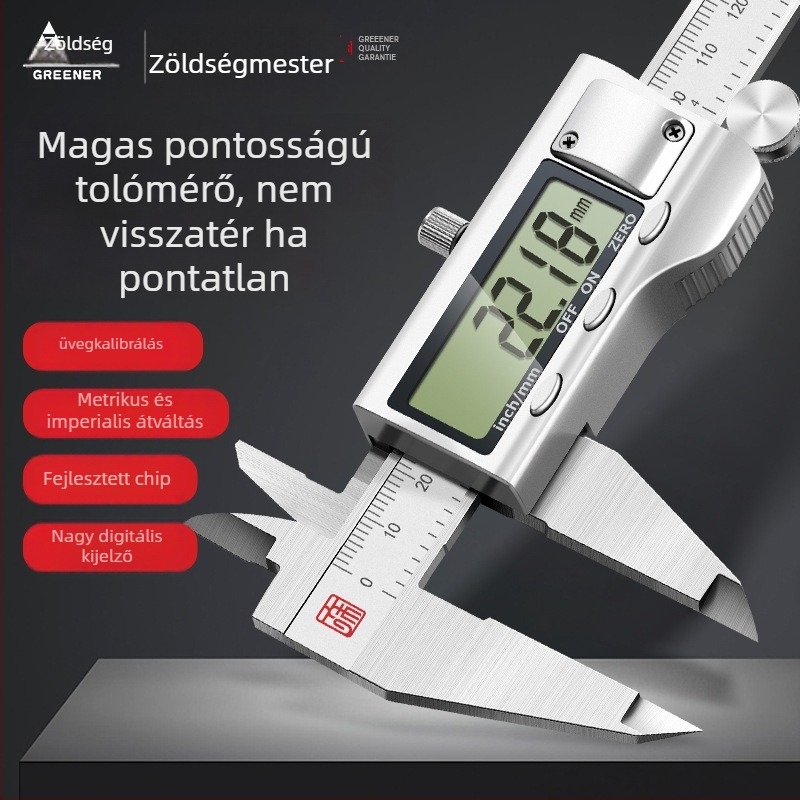Greenforest szénszálas digitális tolómérő Vernier skálával — nagy precizitású elektronikus tolómérő