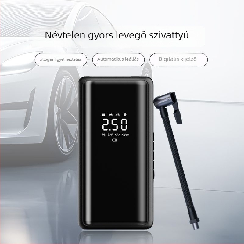 Autó légpumpa, hordozható elektromos, digitális kijelzővel, 12V DC, 120W, 35 L/perc