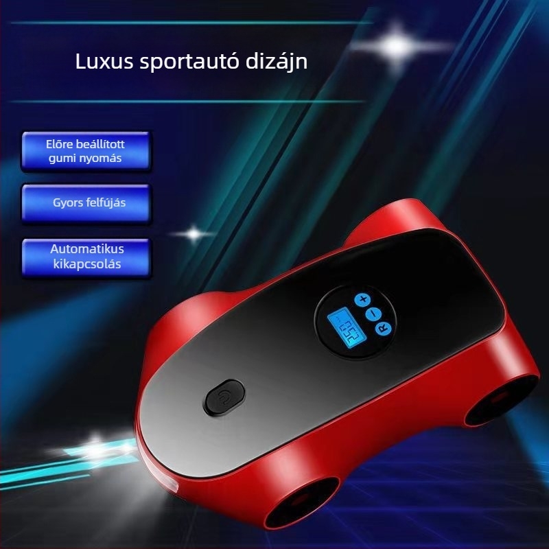 Hordozható 12V-os autógumi inflátor digitális kijelzővel, 120W, 40 L/min, 2.8 m tápkábel
