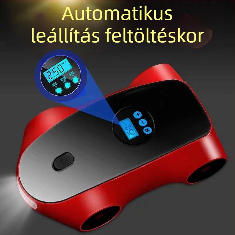 Hordozható 12V-os autógumi inflátor digitális kijelzővel, 120W, 40 L/min, 2.8 m tápkábel