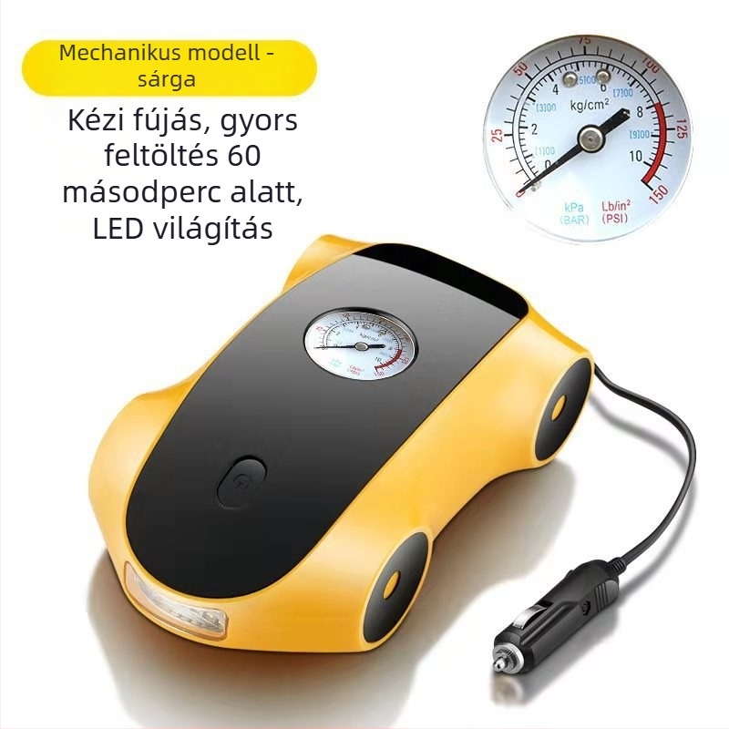 Hordozható 12V-os autógumi inflátor digitális kijelzővel, 120W, 40 L/min, 2.8 m tápkábel