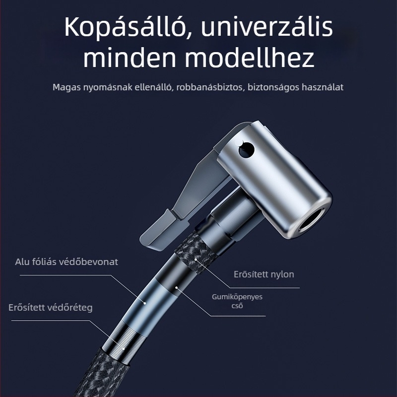 Youpinte autó légpumpa digitális kijelzővel, 12V, 280W+, újratölthető akkumulátor, 45 L/min