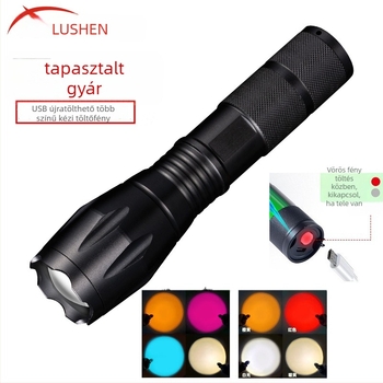 Portréfotózásra szánt LED Zoom zseblámpa, 10W LED, 1200mAh akkumulátor, optikai zoom, 200–500 m hatótáv
