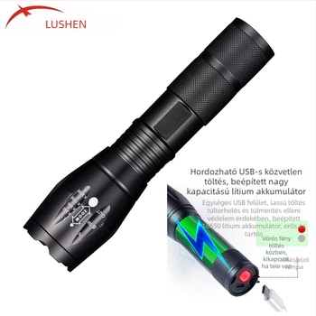 Portréfotózásra szánt LED Zoom zseblámpa, 10W LED, 1200mAh akkumulátor, optikai zoom, 200–500 m hatótáv