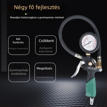 Volvan gumi nyomásmérő és fúvópiska – olajba merülő manométer, tartomány 0–60 psi, pontosság 0,005, rézből készült test