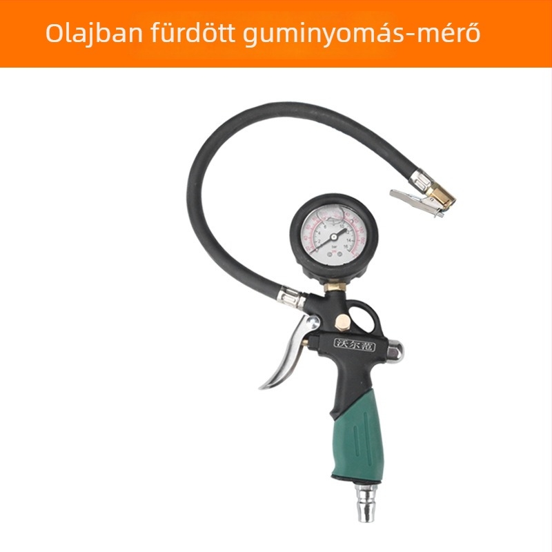 Volvan gumi nyomásmérő és fúvópiska – olajba merülő manométer, tartomány 0–60 psi, pontosság 0,005, rézből készült test