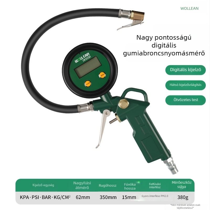 Volvan gumi nyomásmérő és fúvópiska – olajba merülő manométer, tartomány 0–60 psi, pontosság 0,005, rézből készült test