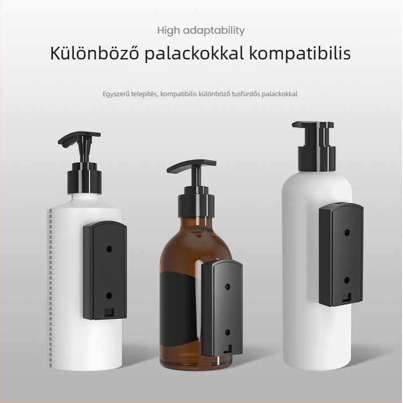 Szappanadagoló tartó és falra szerelhető tusfürdő polc, modern, egyszerű stílusban — (ABS; kézi nyomásos működés; falra szerelés; szállodai fürdőszobához)
