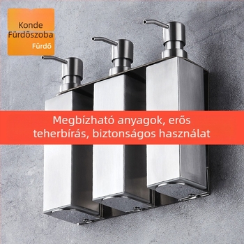 304 rozsdamentes acél sampon- és tusfürdő adagoló, kézi nyomású működés, modern minimalista stílus, sütéses felületű festék, Kant