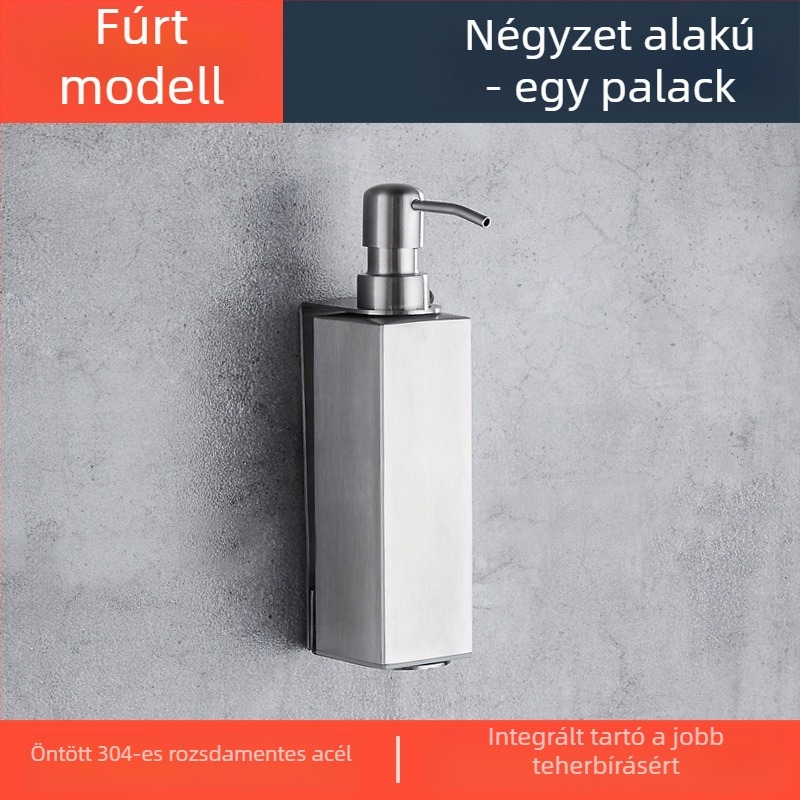 304 rozsdamentes acél sampon- és tusfürdő adagoló, kézi nyomású működés, modern minimalista stílus, sütéses felületű festék, Kant