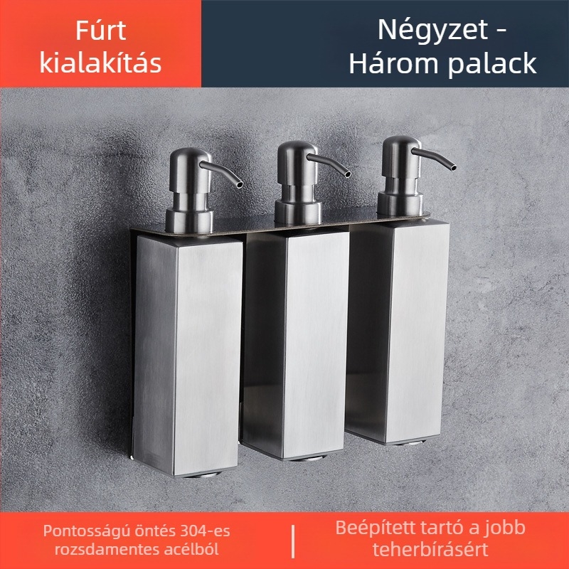 304 rozsdamentes acél sampon- és tusfürdő adagoló, kézi nyomású működés, modern minimalista stílus, sütéses felületű festék, Kant
