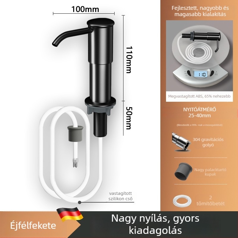 Mosogatószer-adagoló mosogatóhoz kézi nyomású működéssel — ABS anyag, elektroplatírozás, First Impression márka, 120 g