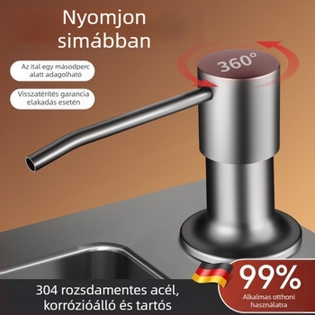 Mosogatóhoz szappanadagoló hosszabbítócsővel – 304 rozsdamentes acél, univerzális kézi nyomású adagoló (CUPC)
