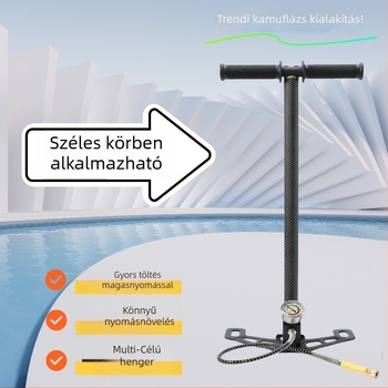 Kézi magasnyomású levegőpumpa palackok feltöltetéséhez, rozsdamentes acél, 620 mm hosszú, 2,4 kg, 30–40 MPa