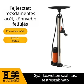 BM-6138 kézi levegőpumpa nyomásmérővel, 160 PSI, 700 g, többfunkciós fúvóka — autókhoz, elektromos járművekhez, kerékpárokhoz és kosárlabda labdákhoz