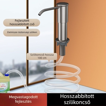 Mosogatószer-adagoló hosszabbító a mosogatókonyhához — ABS anyag, elektroplatírozott felület, kézi nyomás működés, világos luxus stílus