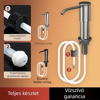Mosogatószer-adagoló hosszabbító a mosogatókonyhához — ABS anyag, elektroplatírozott felület, kézi nyomás működés, világos luxus stílus