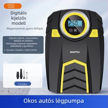 Autó gumipumpa digitális kijelzővel és nyomásmérővel, 12V, 120W, 25 L/perc