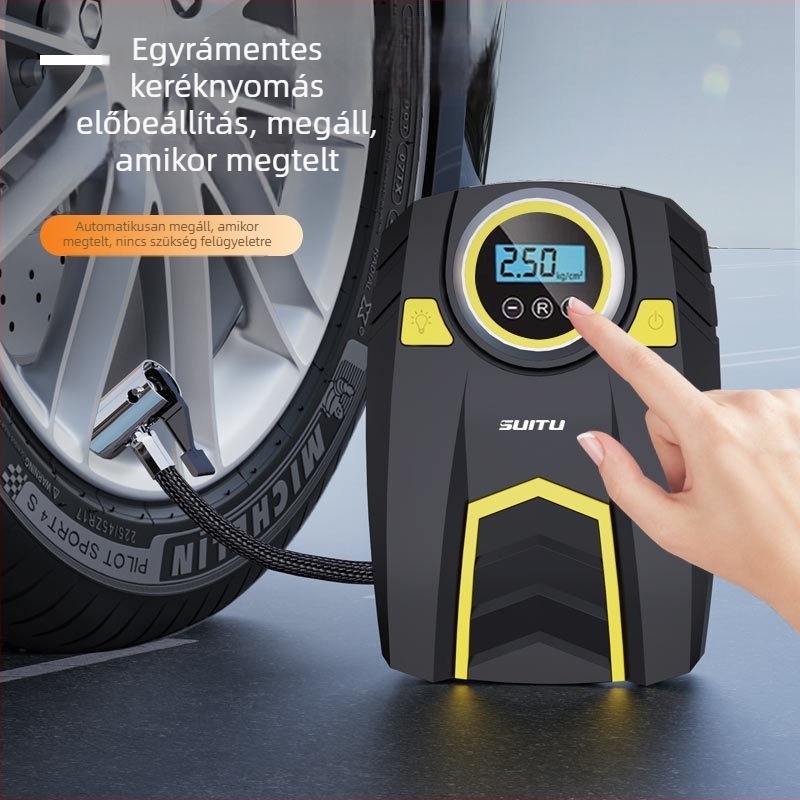 Autó gumipumpa digitális kijelzővel és nyomásmérővel, 12V, 120W, 25 L/perc