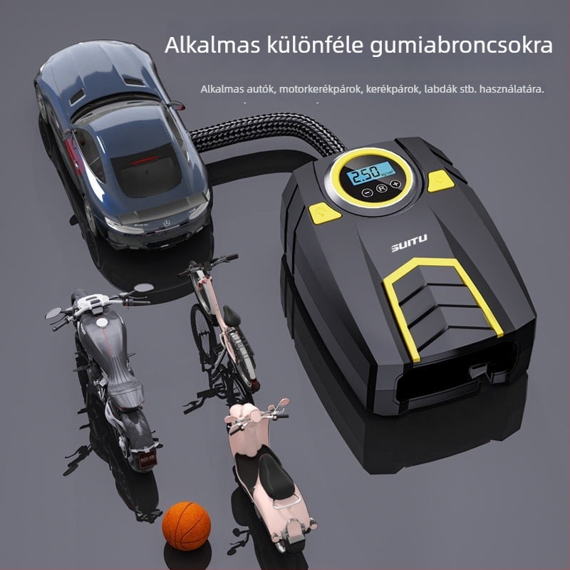 Autó gumipumpa digitális kijelzővel és nyomásmérővel, 12V, 120W, 25 L/perc