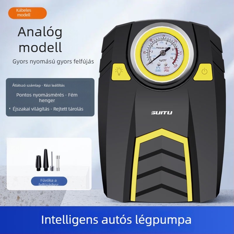 Autó gumipumpa digitális kijelzővel és nyomásmérővel, 12V, 120W, 25 L/perc