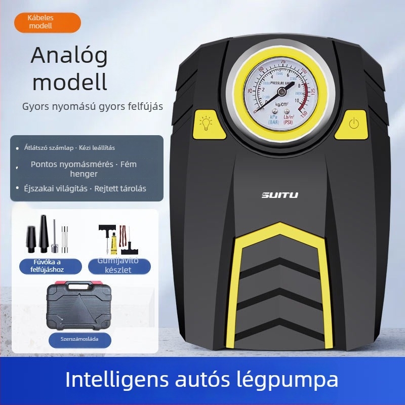 Autó gumipumpa digitális kijelzővel és nyomásmérővel, 12V, 120W, 25 L/perc