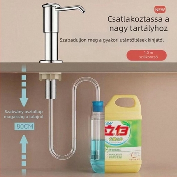 Mosogató szappan adagoló kiterjesztő — Anyag: PP + Műanyag; Márka: Rich; Tömeg: 130 g; Stílus: Modern egyszerűség; Funkció: Fúrás nélkül