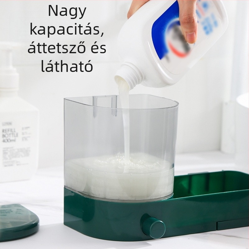 Fali, sokoldalú szappanthordó, kézi nyomású adagolóval; ABS műanyagból, injekciós öntéssel készült, modern minimalist stílus.