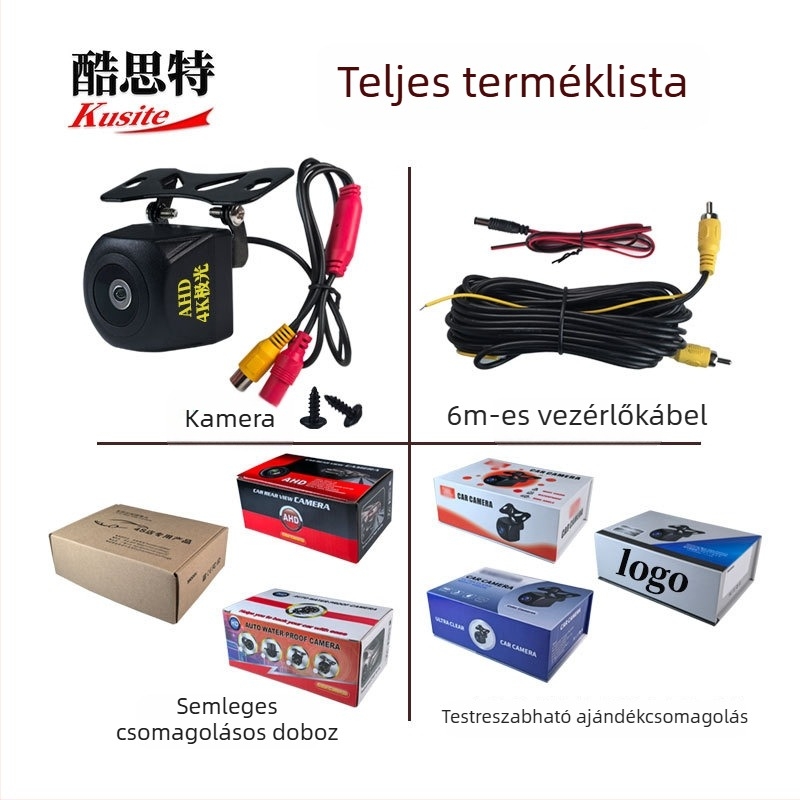 Androidos nagy képernyős autó hátrafelé néző kamera, AHD-720p, csillagfény éjjellátás, 180° látószög, 12V tápegység, modell Kst-ahd-4k aurora