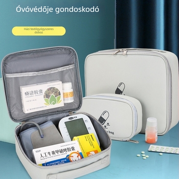 Kézitáska-stílusú, multifunkcionális gyógyszer- és kozmetikai táska, 600D Oxford anyag