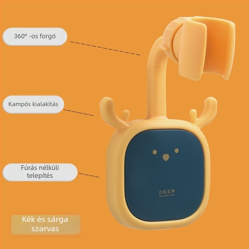 Fúrás nélküli zuhanytartó — műanyagból, rajzfilmszerű stílusú, állítható zuhanyfej-tartó, márka Initial Benefit