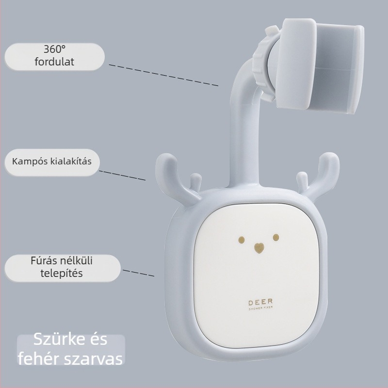 Fúrás nélküli zuhanytartó — műanyagból, rajzfilmszerű stílusú, állítható zuhanyfej-tartó, márka Initial Benefit